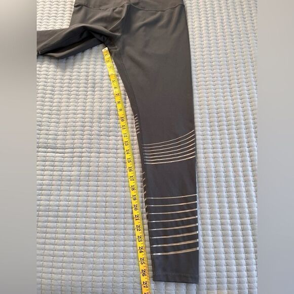 Z by Zobha Gray Silver Metallic Stripe High Rise Full Legging Womens Size Large - Picture 7 of 8